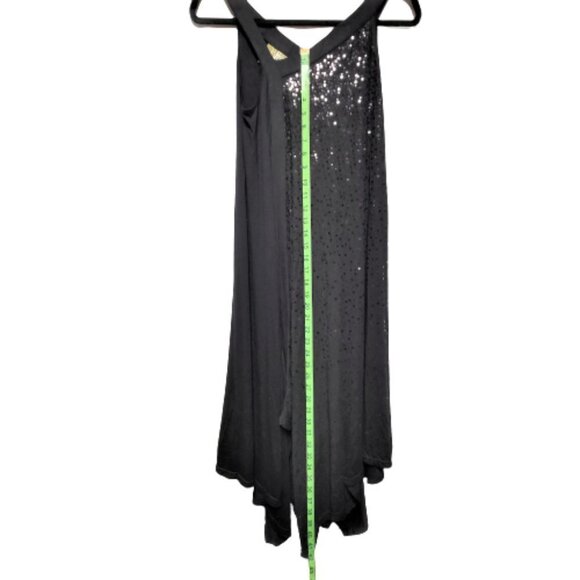 BLACK flowing asymmetrical tunic sequin dress - size S size M - Picture 8 of 16
